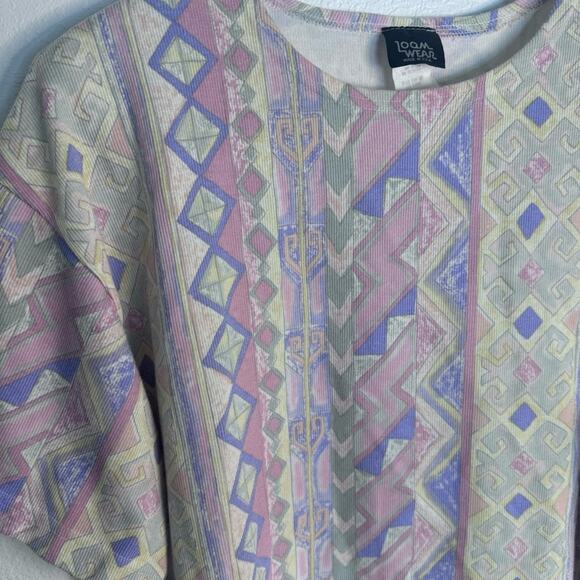 Vintage Pastel Geometric Grandmacore Short Sleeve Shirt Made in USA Retro 22 - Picture 3 of 8